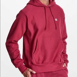 champion reverse weave pullover hoodie in colour cranberry !!
